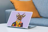 Laptop sticker - 10.1 inch - Hert - Dieren - Bloemen - Bril - Hippie - 25x18cm - Laptopstickers - Laptop skin - Cover
