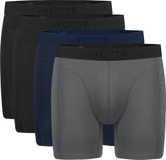 ten Cate Basics men shorts longs en viscose de bambou (pack de 4) - boxers pour hommes jambes longues - multicolore - Taille: M