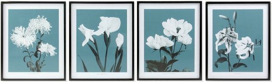 Schilderij DKD Home Decor Flowers 55 x 2,5 x 70 cm Blommor Modern (4 Onderdelen)