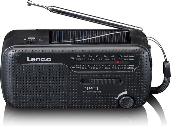 Lenco MCR-112BK – draagbare noodradio – zaklamp – powerbank – zwart