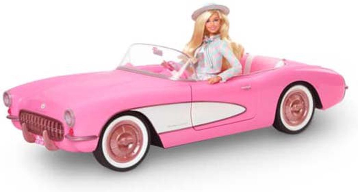 Barbie The Movie auto Barbie Film auto Roze Corvette Convertible bol