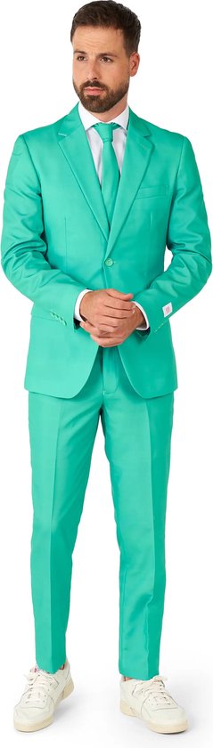 OppoSuits Trendy Turquoise - Heren Pak - Casual Effen Gekleurd - Turqouise - Maat: EU 46