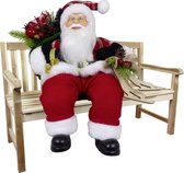 Poupée de décoration Père Noël Karel - H30 cm - rouge - assis - Statue de Noël - Figurine de Noël