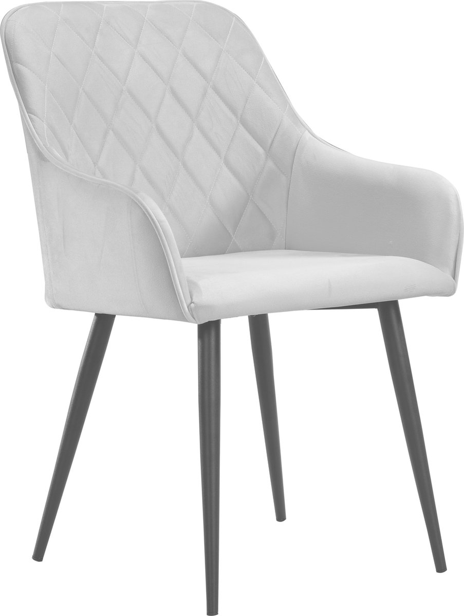 Soof&Tess - Set van 4 - Bergamo Eetkamerstoel - Crème - Fluweel - Velvet - Industrieel - Met armleuning - Easy Clean Stoffen - Hoge Kwaliteit