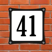 Namengigant Huisnummerbord Emaille-Look - Nummer 41 - Standaard - 10 x 10 cm | incl. schroeven
