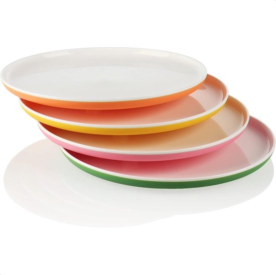 4 x assiettes assiettes en plastique aux couleurs vives assiettes polyvalentes réutilisables incassables [le choix varie] lot de 4 colorées