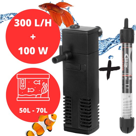 fishkeeper Aquariumfilter, verstelbaar binnenfilter 500 l/h voor