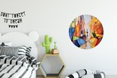 WallCircle - Stickers muraux - Cercle Papier Peint - Abstrait - Art - Peinture - Couleurs - 50x50 cm - Cercle Mural - Auto Adhésif - Autocollant Rond Papier Peint