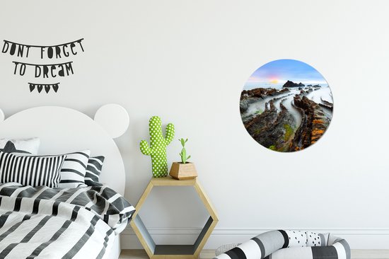 WallCircle - Stickers muraux - Cercle de papier peint - Brouillard - Rochers - Water - Nature - 30x30 cm - Cercle mural - Autocollant - Autocollant papier peint rond