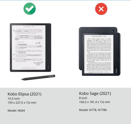 Étui compatible avec 8'' Kobo Sage 2021 avec fonction de veille et