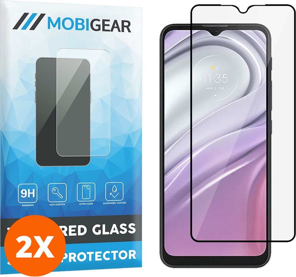 Mobigear Screenprotector geschikt voor Motorola Moto G30 Glazen | Mobigear Premium Screenprotector - Case Friendly - Zwart (2-Pack)