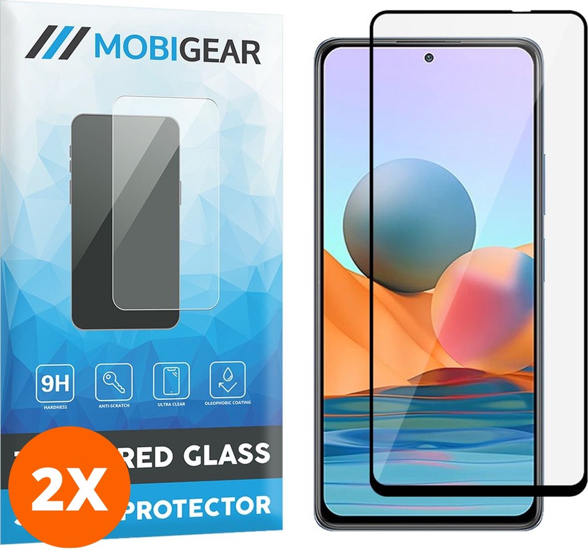 Mobigear Screenprotector geschikt voor Xiaomi Redmi Note 10 Pro Glazen | Mobigear Premium Screenprotector - Case Friendly - Zwart (2-Pack)