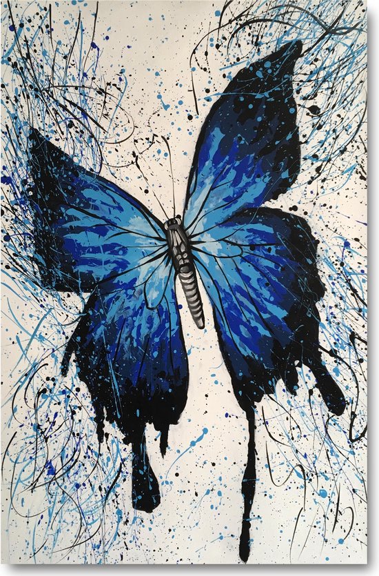Papillon peinture artistique bleu Artello - peint à la main - peinture sur  toile -... | bol.com