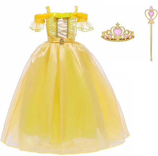 Het Betere Merk - Prinsessenjurk meisje - Verkleedkleding - maat 104/110 (110) - Speelgoed -Tiara - Verkleedjurk - Carnavalskleding - Cadeau meisje - Verkleedkleren meisje - Toverstaf - Kroon - Kleed