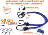 JUMBO Snelbinders/ fietsbinders 10 stuks, 60cm, 8mm, 20 KG, blauw met zachte haken.