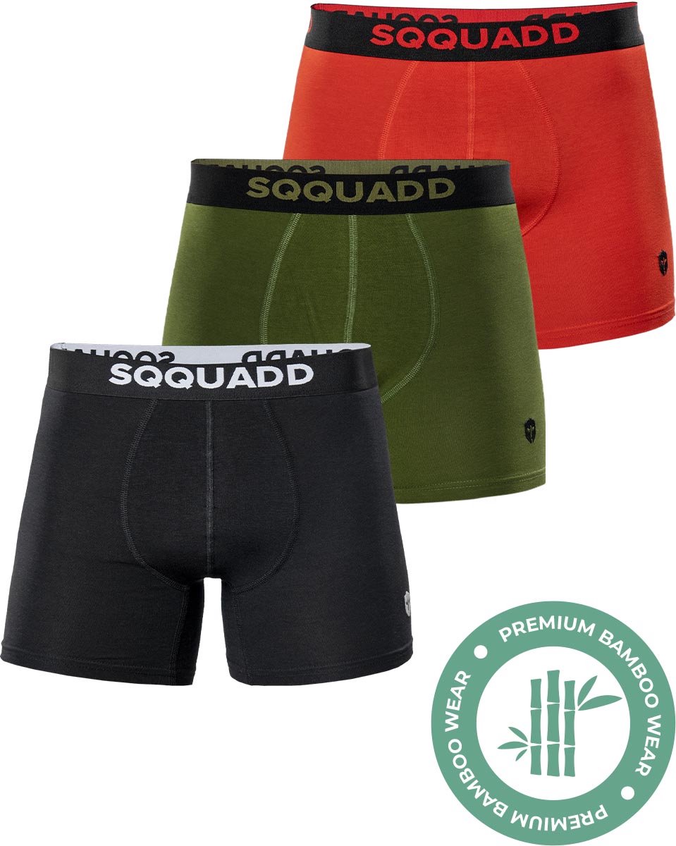 SQQUADD® Bamboe Ondergoed Heren - 3-pack Boxershorts - Maat XXL - Comfort en Kwaliteit - Voor Mannen - Bamboo - Zwart/Groen/Blauw
