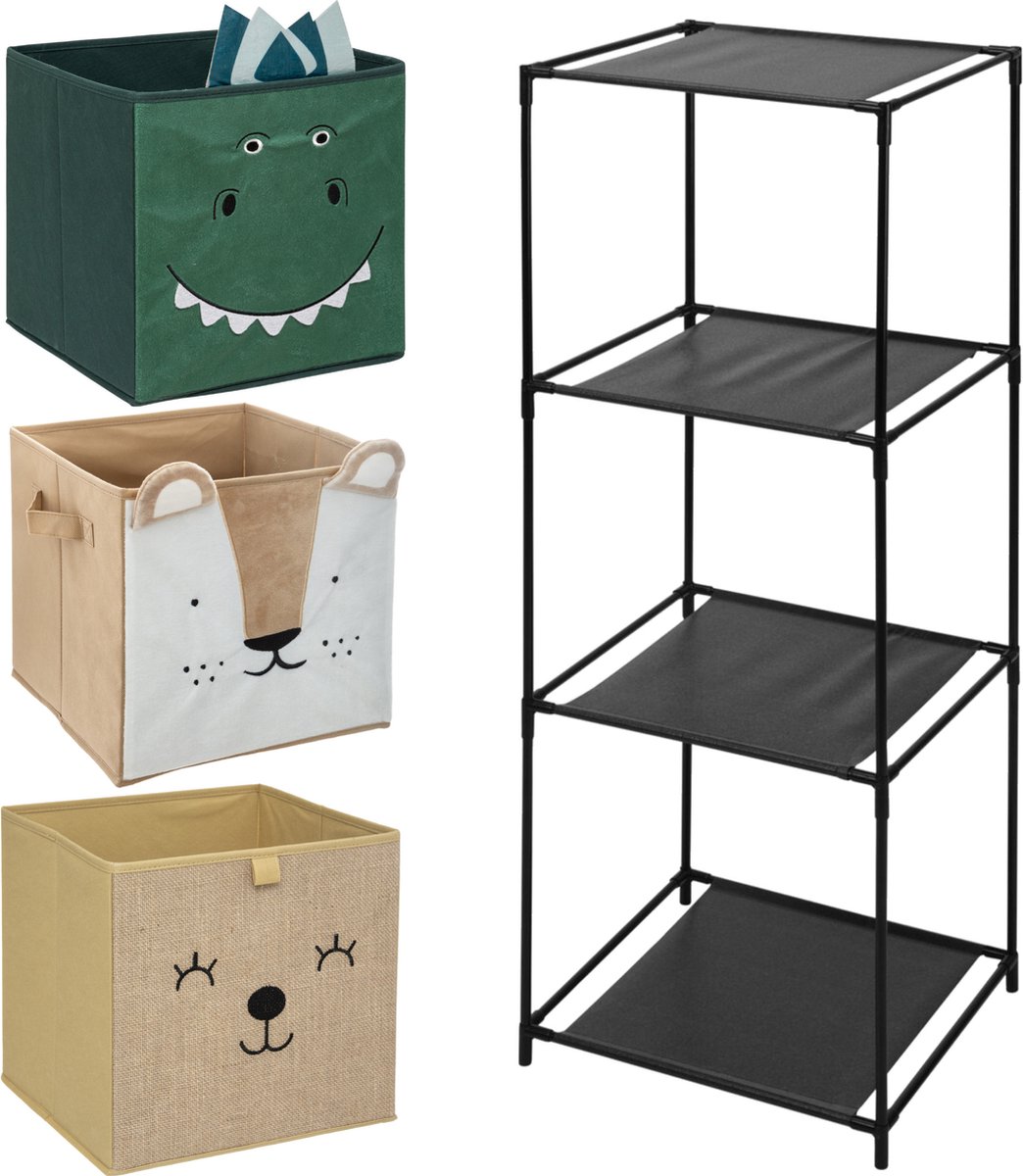 Kastmandjes/opberg Manden - 3x Dieren Gezichtjes - Rek 68 X 68 Cm
