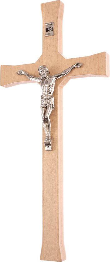 Klassiek Houten hangend kruis - 18x8x1.4cm