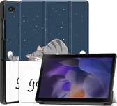 Tri-Fold Book Case met Wake/Sleep - Geschikt voor Samsung Galaxy Tab A8 10.5 (2021) Hoesje - Kat