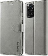 LC.IMEEKE Luxe Book Case - Geschikt voor Xiaomi Redmi Note 11 Pro 5G Hoesje - Grijs