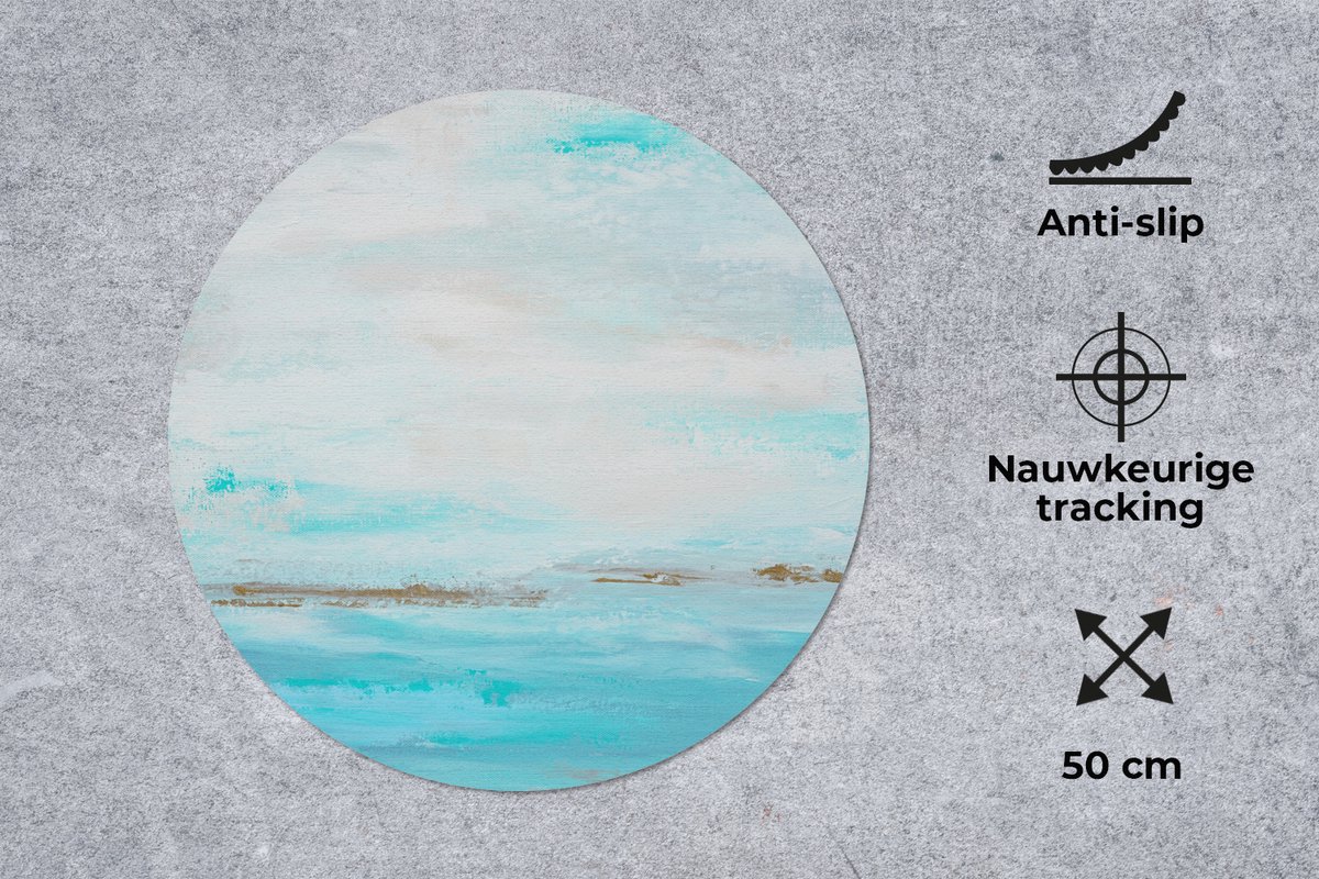 Muismat rond 50x50 cm - Mousepad Verf - Schilderij - Abstract - Blauw - Ronde muismatten