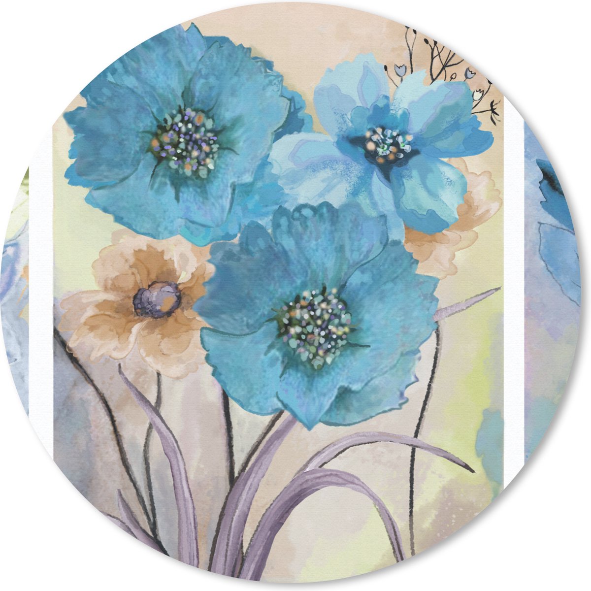 Muismat rond 40x40 cm - Mousepad Schilderij - Olieverf - Collage - Bloemen - Ronde muismatten