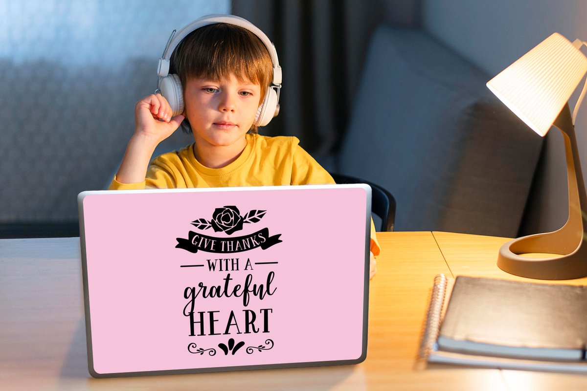 Laptop sticker - 11.6 inch - Spreuken - Quotes - Give thanks with a grateful heart - 30x21cm - Laptopstickers - Laptop skin - Cover