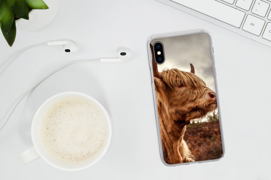 Coque iPhone Xs - Scottish Highlander - Arbuste - Bruyère - Siliconen