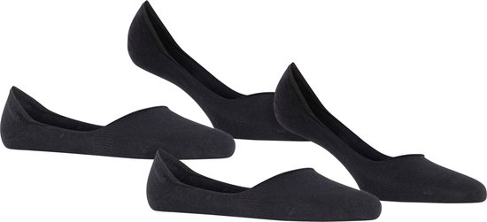 Esprit Cotton 2-Pack onzichtbare antislip kousenvoetjes katoen multipack footies dames zwart - Maat 35-38