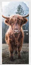 Deursticker Schotse hooglander - Koe - Dieren - Berg - Natuur - 80x215 cm - Deurposter