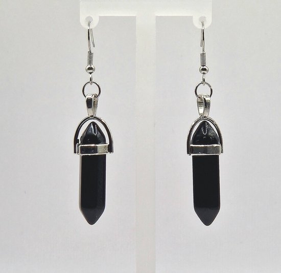 Oorhangers zwarte toermalijn - edelstenen sieraden - zilver - Zwarte oorbellen -
