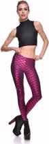 Zeemeermin legging roze - maat XS-S 34 36 - kleine mermaid Ariel schubben glitter broek metallic