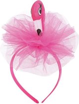 Flamingo diadeem roze haarband met tule - flamingohaarband tropical