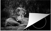 KitchenYeah® Inductie beschermer 91.2x52 cm - Leeuwen - Zwart - Wilde dieren - Kookplaataccessoires - Afdekplaat voor kookplaat - Inductiebeschermer - Inductiemat - Inductieplaat mat