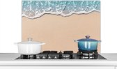 Spatscherm keuken 90x60 cm - Kookplaat achterwand Strand - Zee - Zand - Muurbeschermer - Spatwand fornuis - Hoogwaardig aluminium