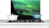 Spatscherm keuken 70x50 cm - Kookplaat achterwand Noorderlicht - Zee - IJsland - Muurbeschermer - Spatwand fornuis - Hoogwaardig aluminium