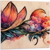 Tuinposter – Aquarel Tekening van Lelie Bloemen - 100x100 cm Foto op Tuinposter (wanddecoratie voor buiten en binnen)