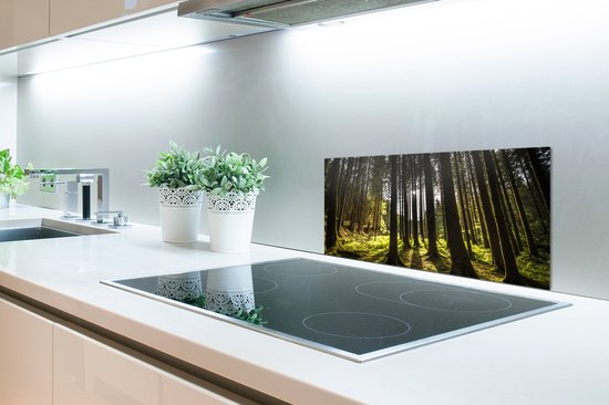 Spatscherm keuken 60x30 cm - Kookplaat achterwand Boom - Natuur - Zon - Bos - Muurbeschermer - Spatwand fornuis - Hoogwaardig aluminium