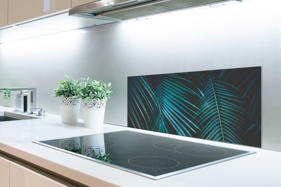 Spatscherm keuken 80x40 cm - Kookplaat achterwand Palm - Palmboom - Tropisch - Muurbeschermer - Spatwand fornuis - Hoogwaardig aluminium