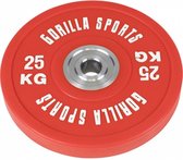 Gorilla Sports Bumper Plate - Halterschijf - 25 kg - Gripper Gietijzer (rubber coating) - 50 mm