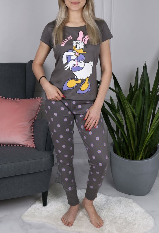 Normann Damespyjama met lange mouwen en geruite jersey broek, ook in grote maten, roze, 56/58