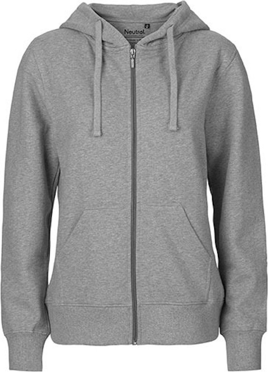Fairtrade Ladies Zip Hoodie met capuchon Sport Grijs
