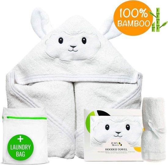 Interbaby 01229-72 Baby bath towel with hood ANIMALITOS white and