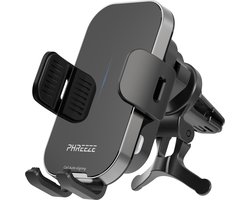 Automatische Telefoonhouders Auto met Draadloos Opladen (15W Autolader) - Telefoonhouder Auto met Zuignap + Ventilatie Klem - GSM Houder Telefoon Mobiel