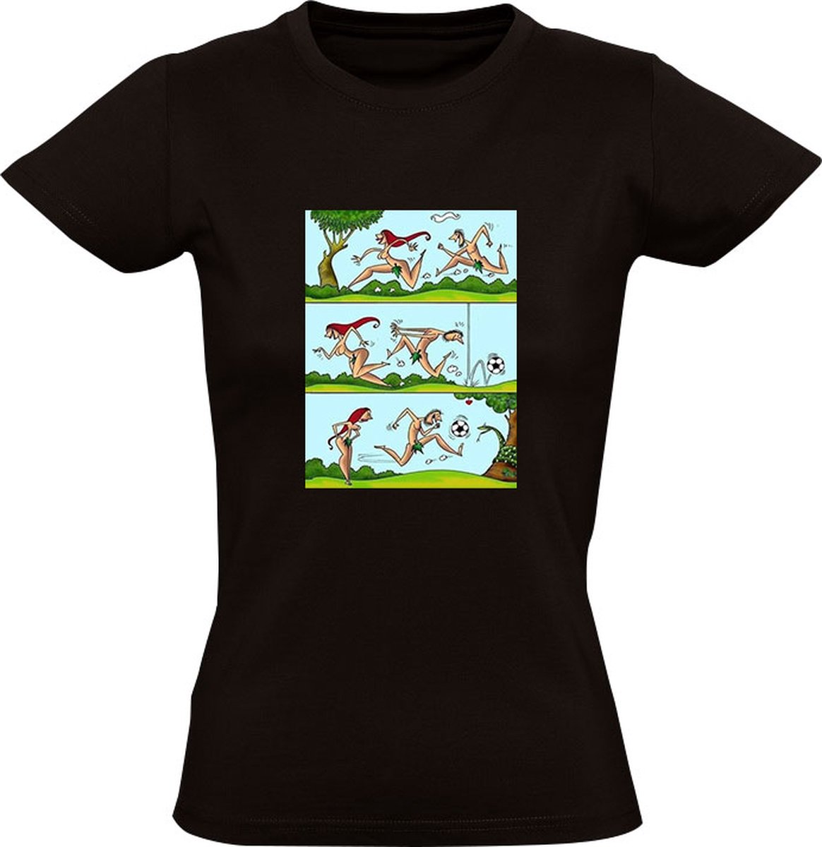 Grappig Dames T-shirt - voetbal - naakt - man - vrouw - grappig