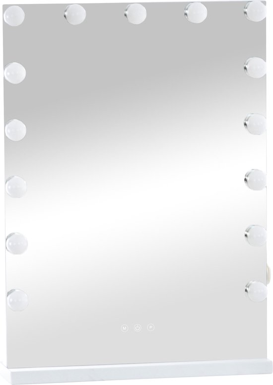 Make-Up Spiegel Tatiana - Met Verlichting - 61x43cm - Zonder Rand - Lichtdimmer - LED Verlichting - Dimbaar - Touchscreen