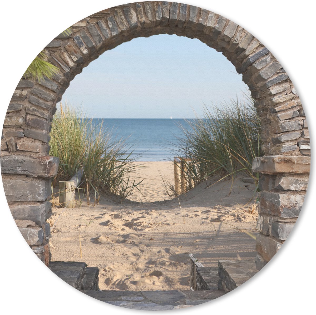 Muismat rond 50x50 cm - Mousepad Doorkijk - Strand - Duin - Planten - Ronde muismatten