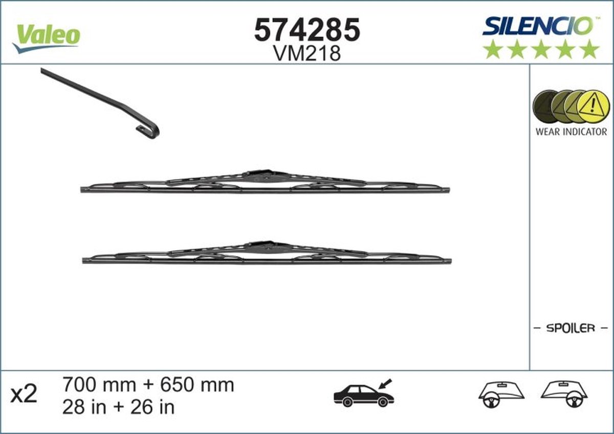 Valeo - Valeo Silencio VM218 ruitenwisserset - 68/70CM (2x) – foto 3
