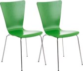 Bezoekersstoel Nora - Houten stoel groen - Set van 2 - Met rugleuning - Vergaderstoel - Zithoogte 45cm