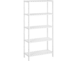 Open product InandOutdoormatch Bamboo Bathroom Shelf Bath Shelf Standing Shelf Kitchen Shelf Flower Stand Bookcase with 5 Shelves Adjustable Shelves 60x26x130cm BCB35Y - 5180 -